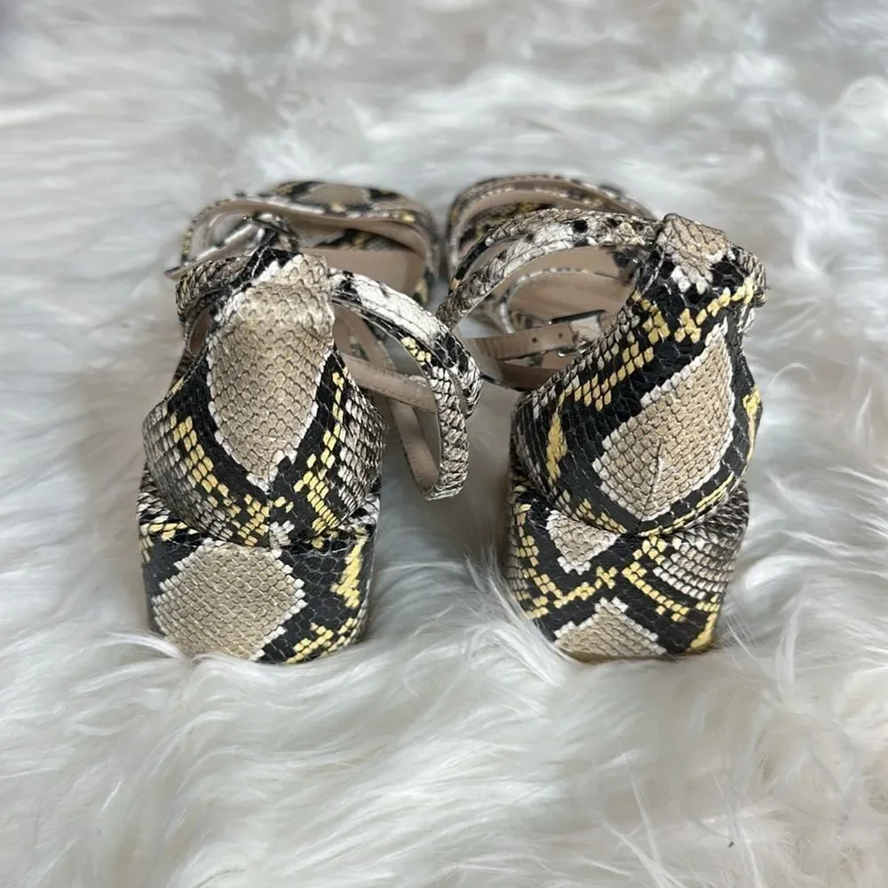 Unworn snake print wedges